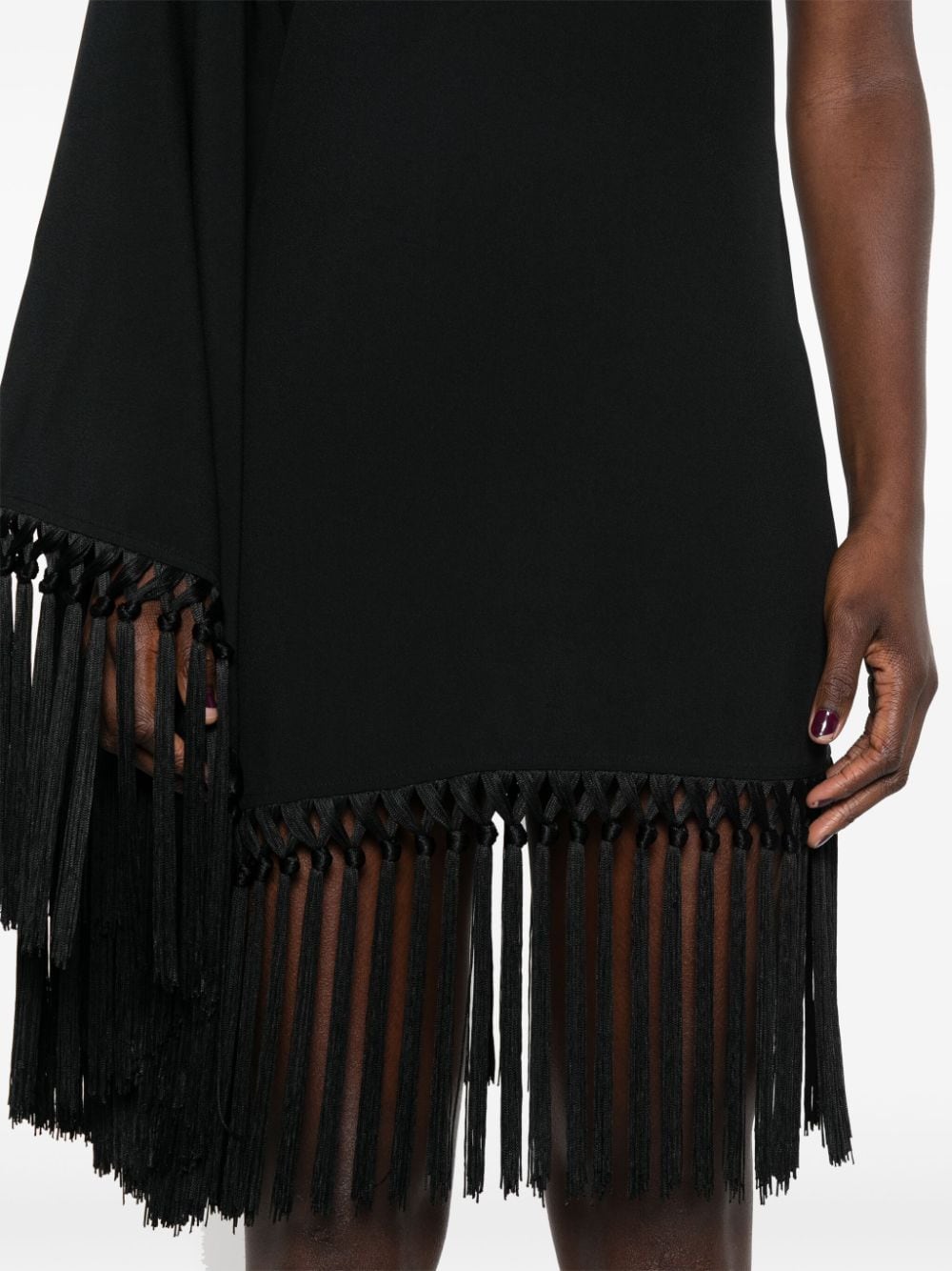 TALLER MARMO PRE Black Mini Dress With Fringe Detail