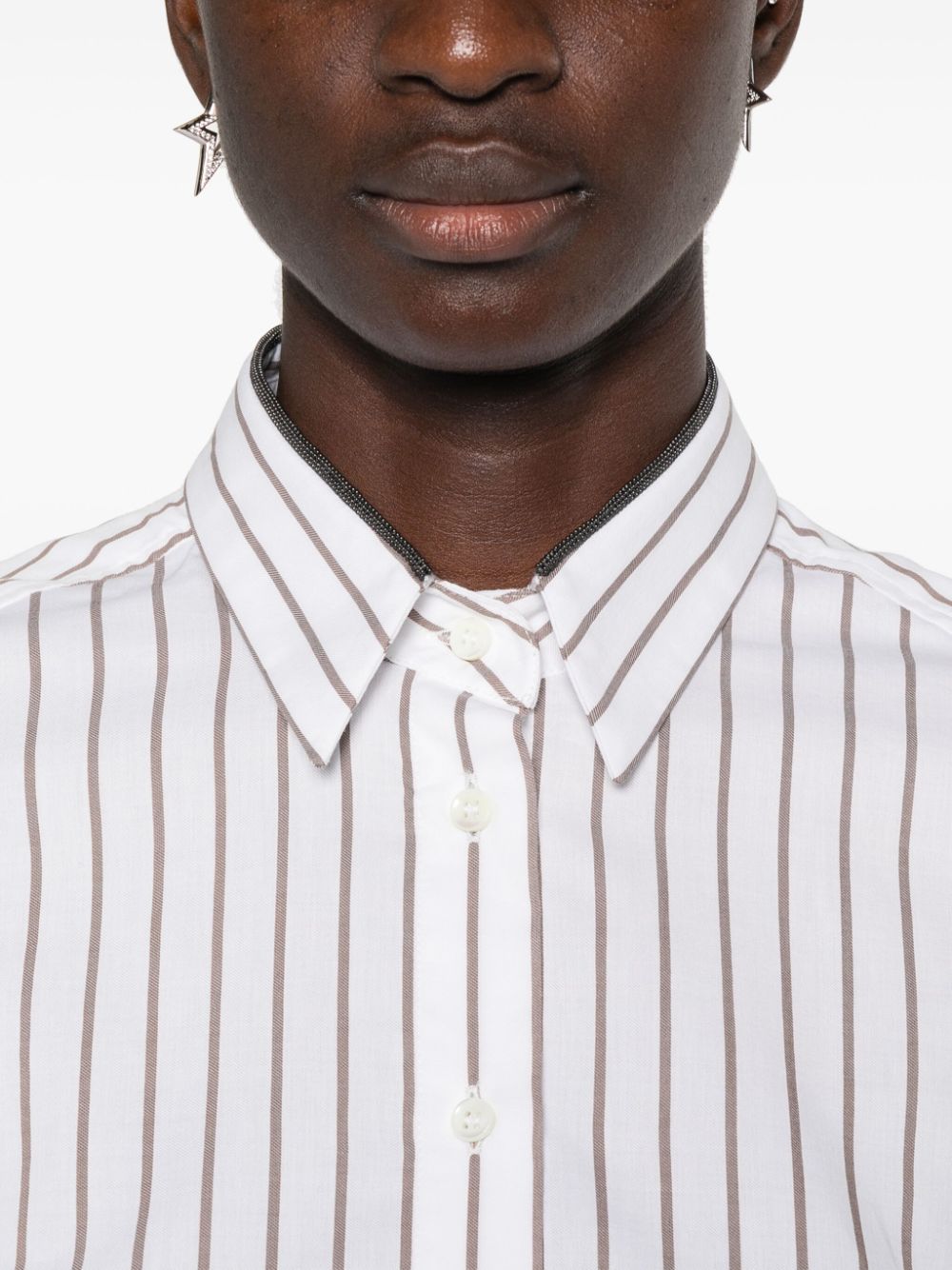 Brunello Cucinelli Striped Cotton Shirt White