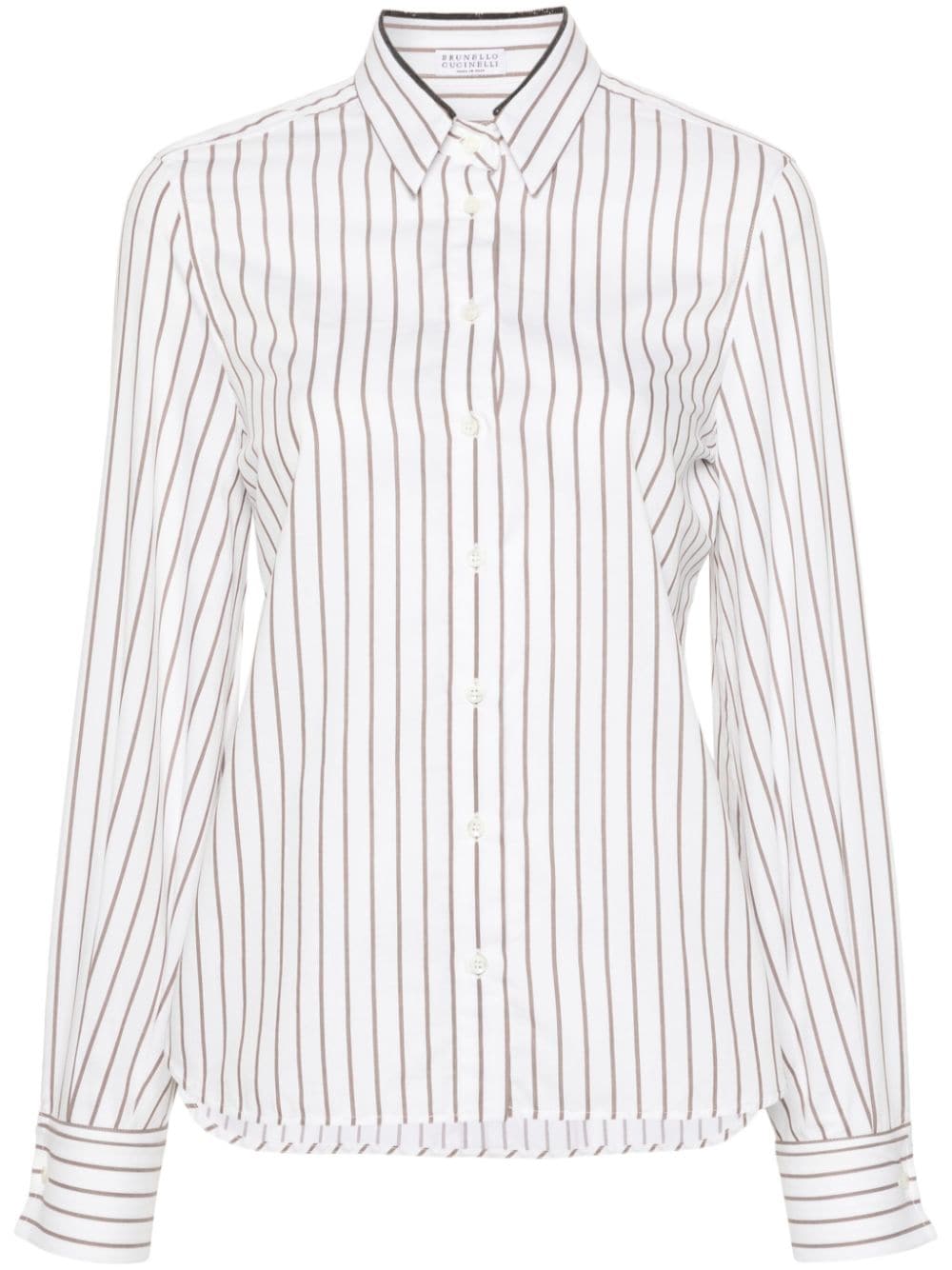 Brunello Cucinelli Striped Cotton Shirt White