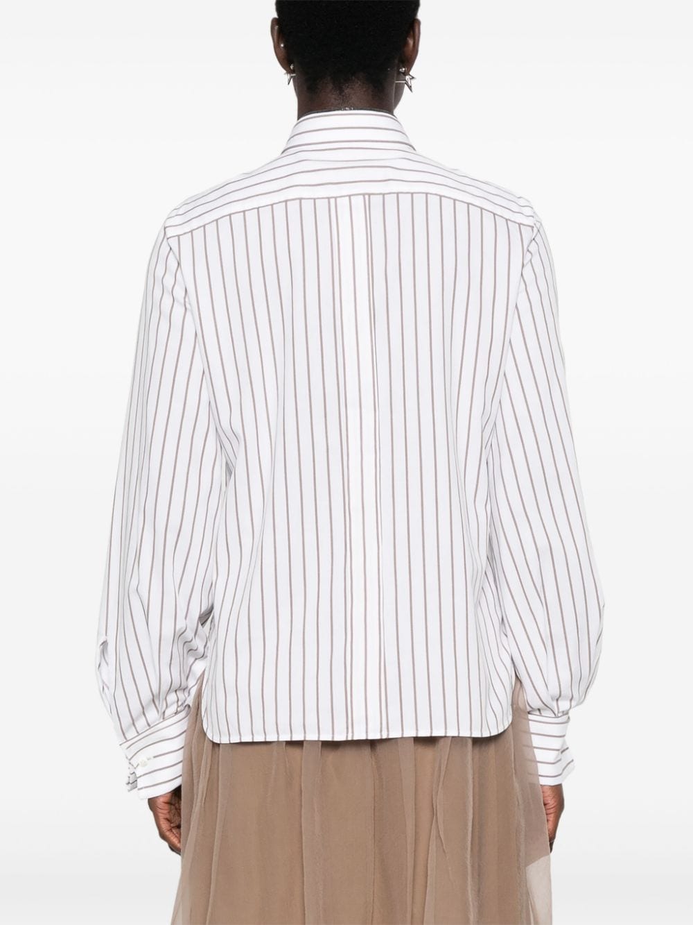 Brunello Cucinelli Striped Cotton Shirt White