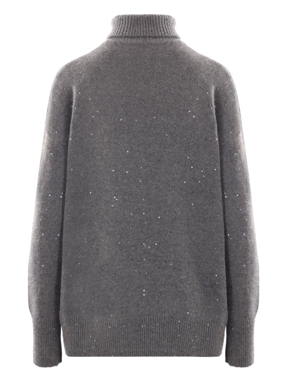 Brunello Cucinelli Cashmere-Silk Sequin Embellished High Neck Sweater