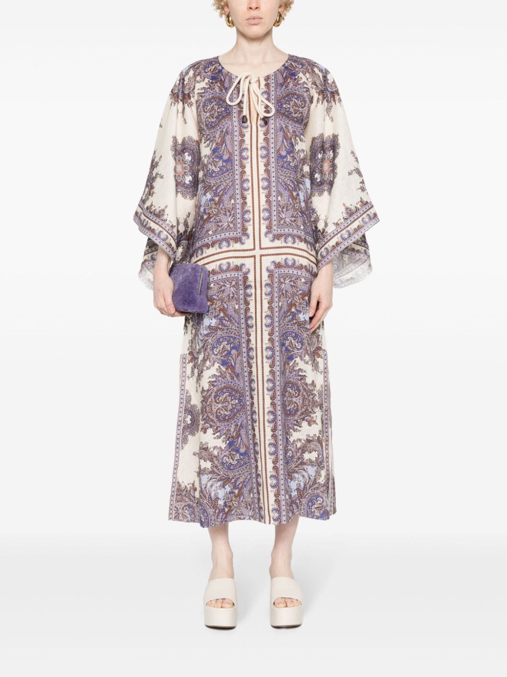 Zimmermann Paisley Print Midi Dress In Purple