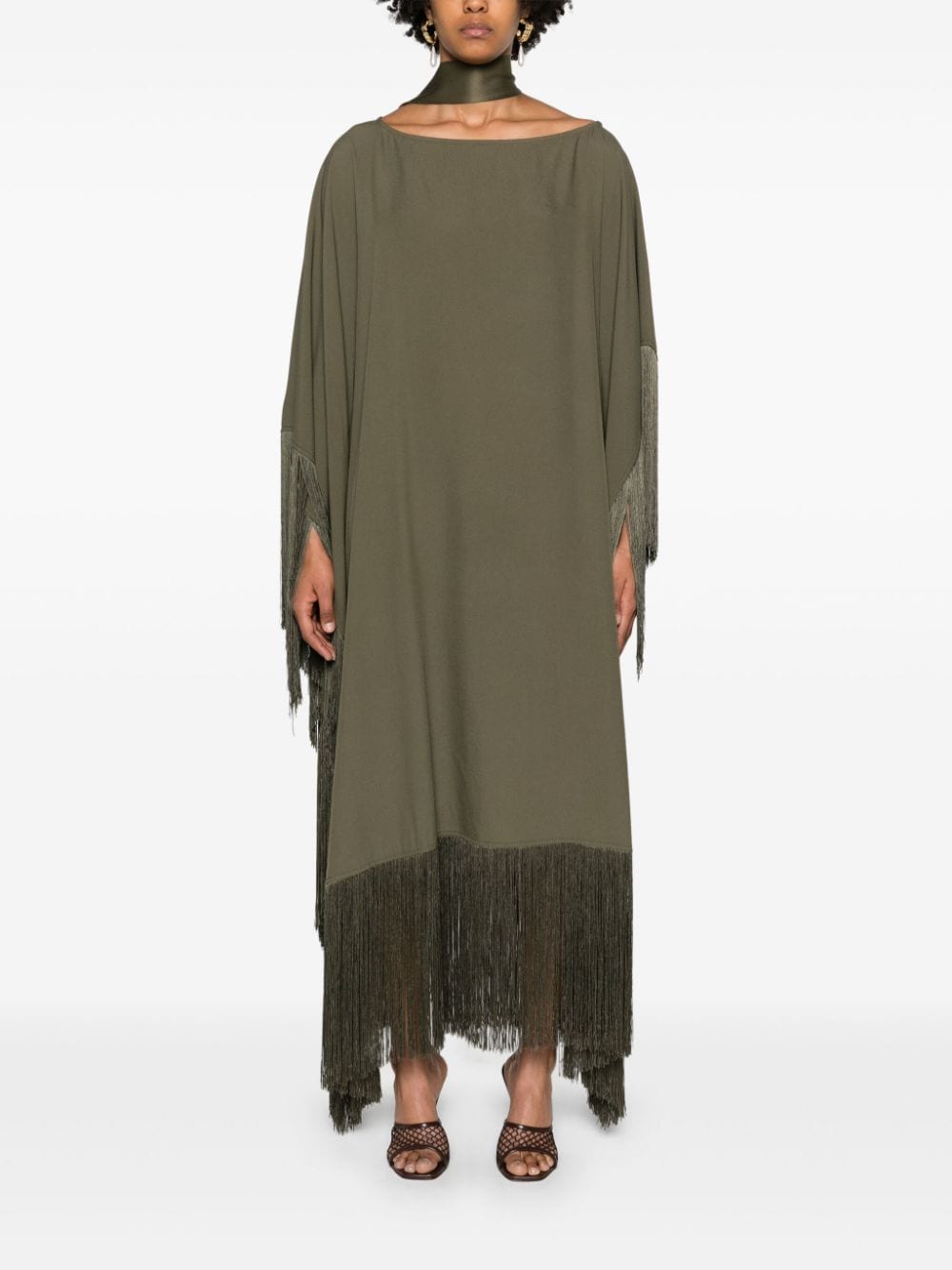 TALLER MARMO PRE Green Kaftan Dress With Fringe Detail