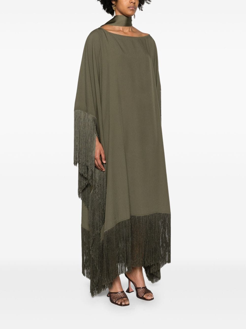 TALLER MARMO PRE Green Kaftan Dress With Fringe Detail