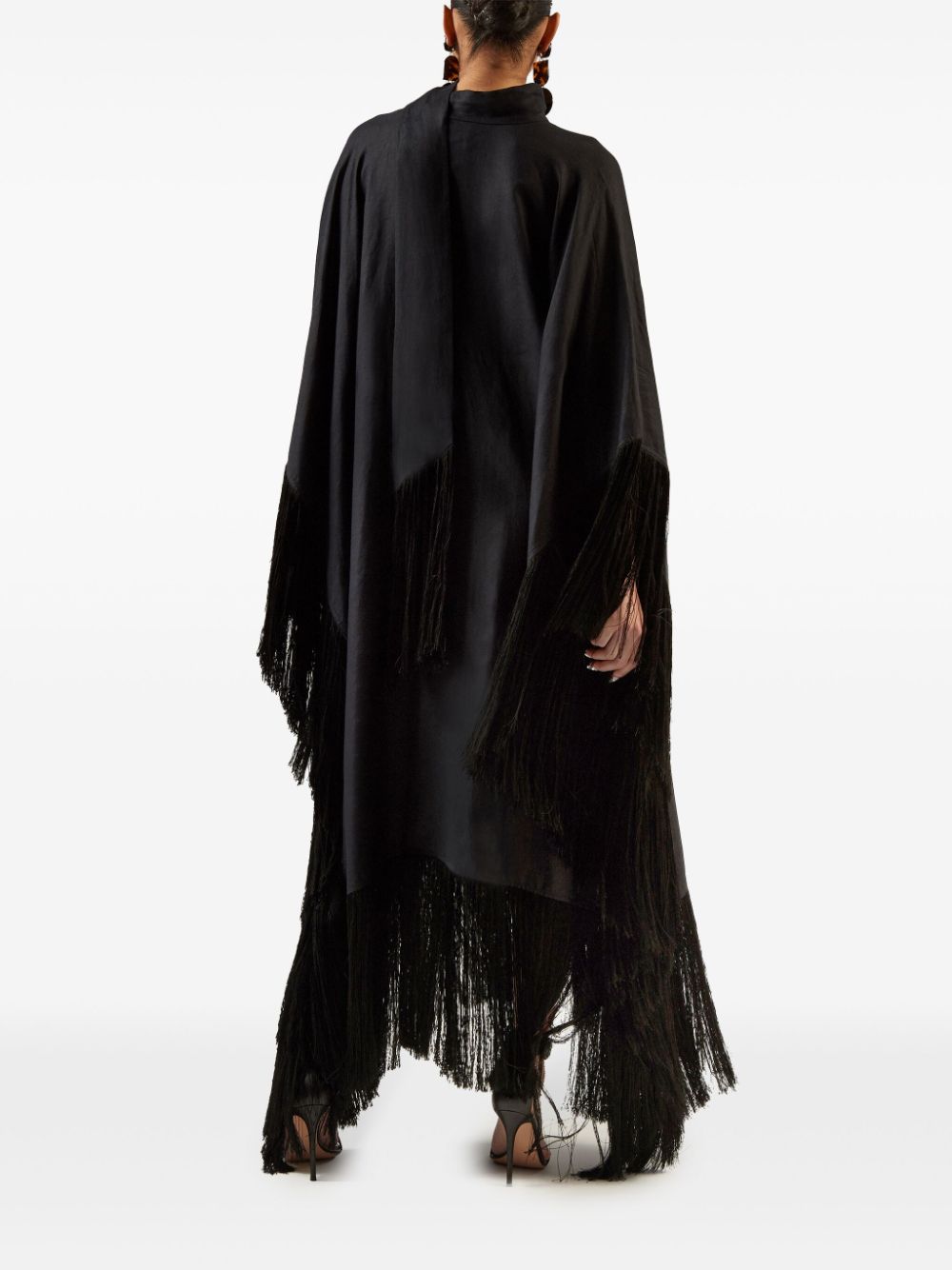 TALLER MARMO PRE Black Kaftan Dress With Fringe Detail