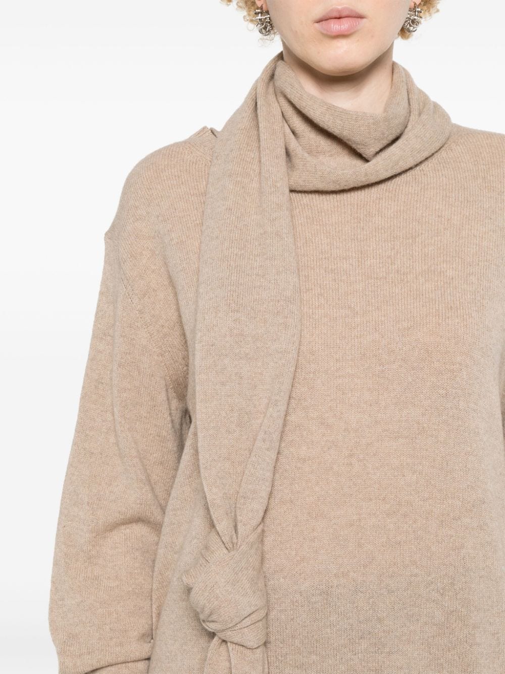 Stella McCartney Cashmere-Wool Scarf Detail Sweater