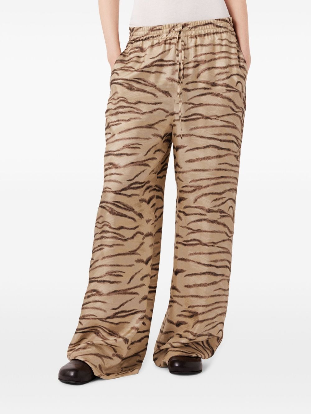 Stella McCartney Tiger Print Wide Leg Pants