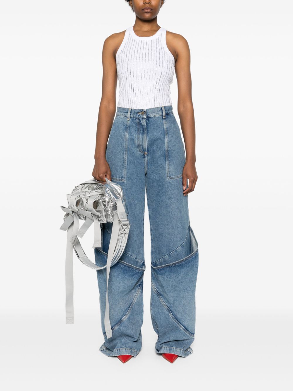 The Attico Wide Leg Jeans Clear Blue