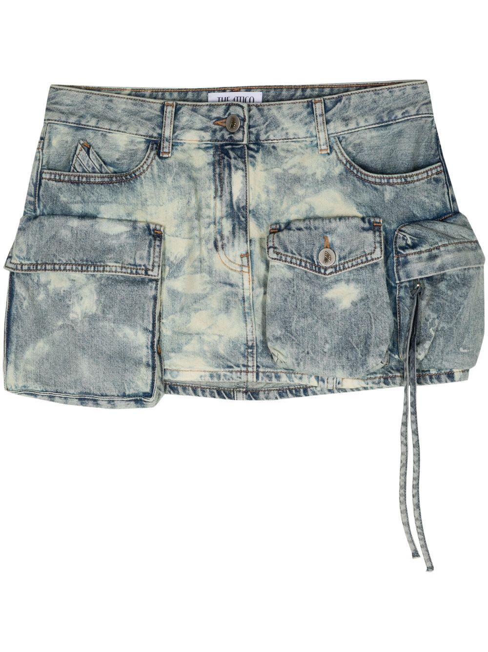 The Attico Denim Midi Skirt In Clear Blue