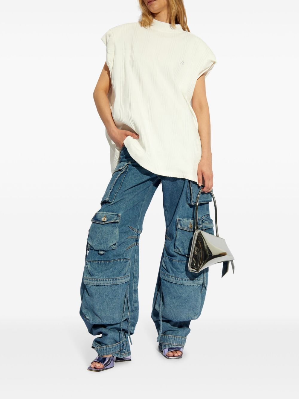 The Attico Chunky Cap Sleeve Sweater In White
