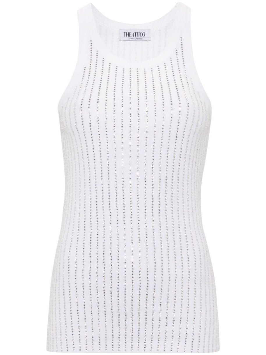 The Attico Crystal Ribbed Knit Top