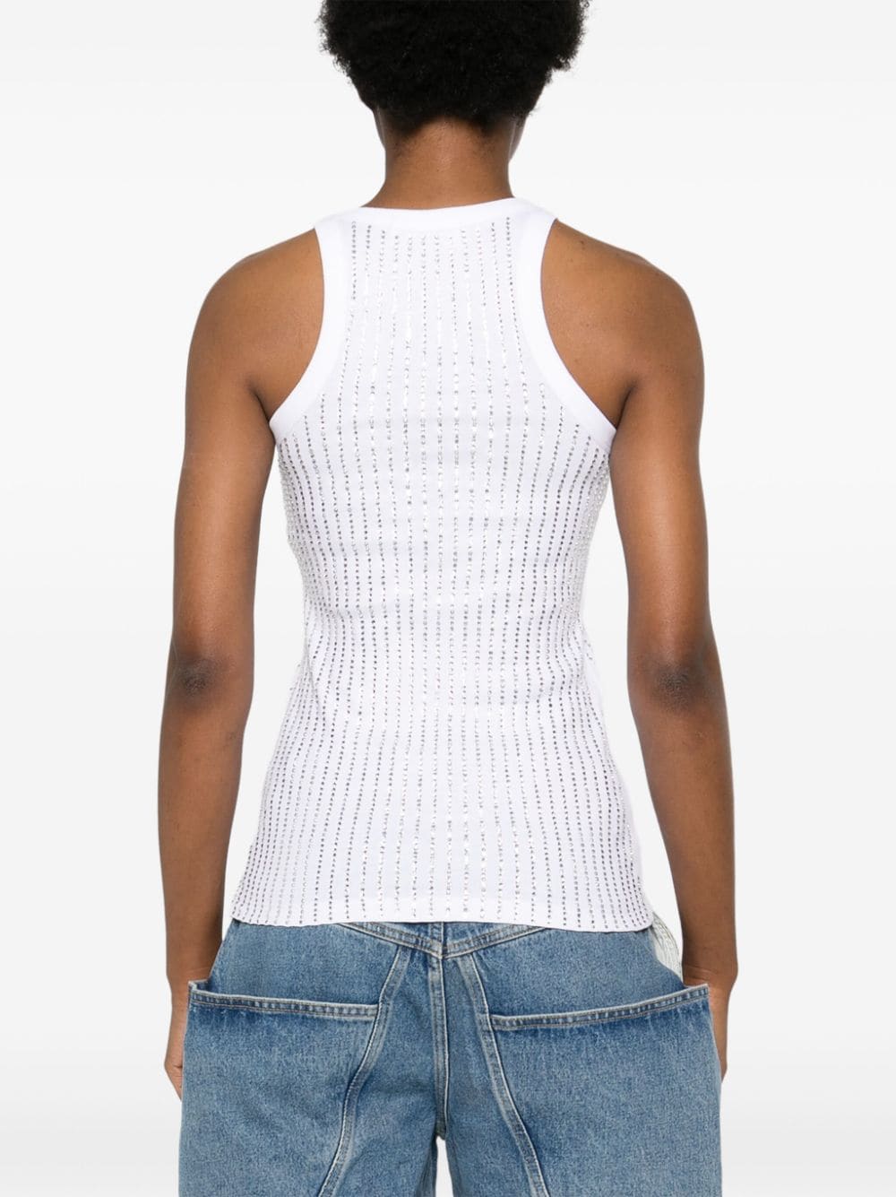 The Attico Crystal Ribbed Knit Top