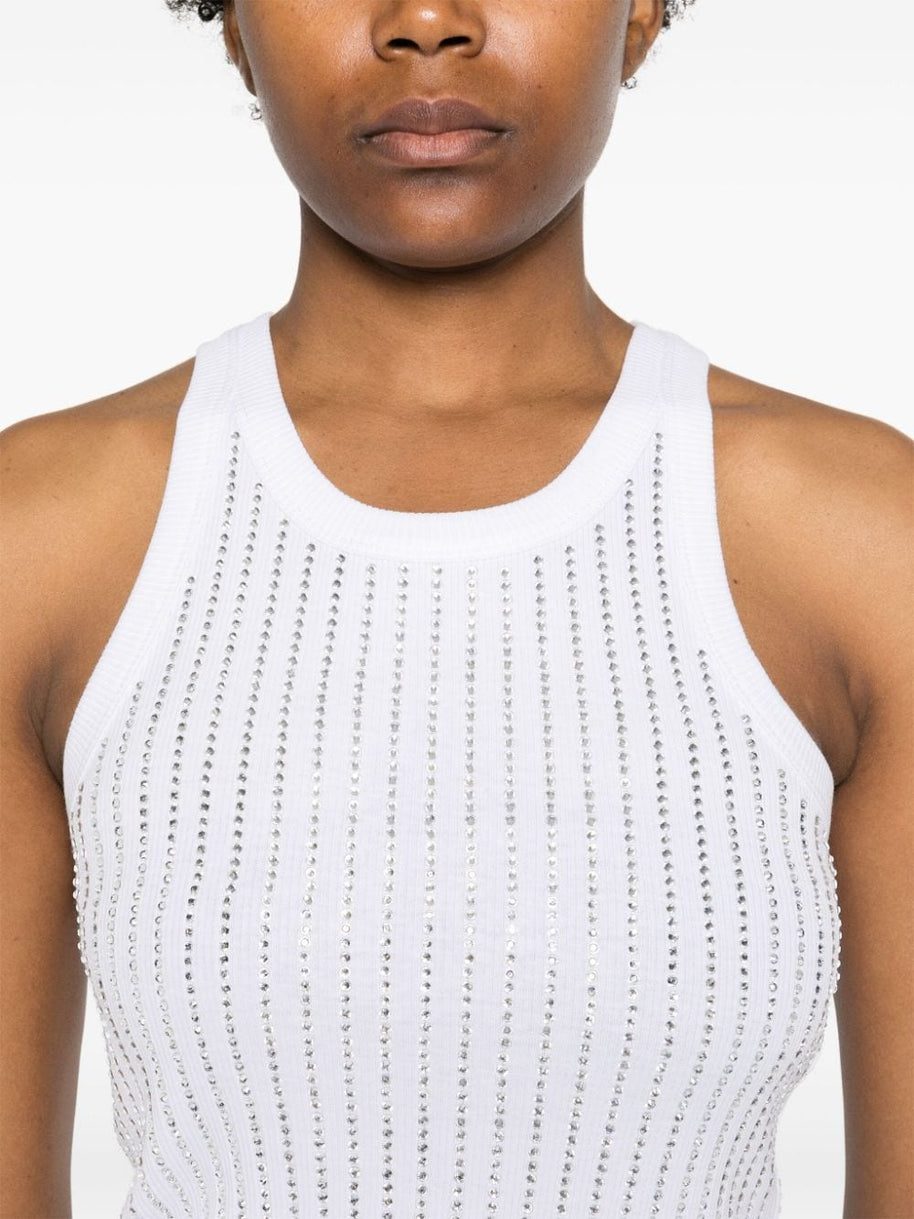 The Attico Crystal Ribbed Knit Top