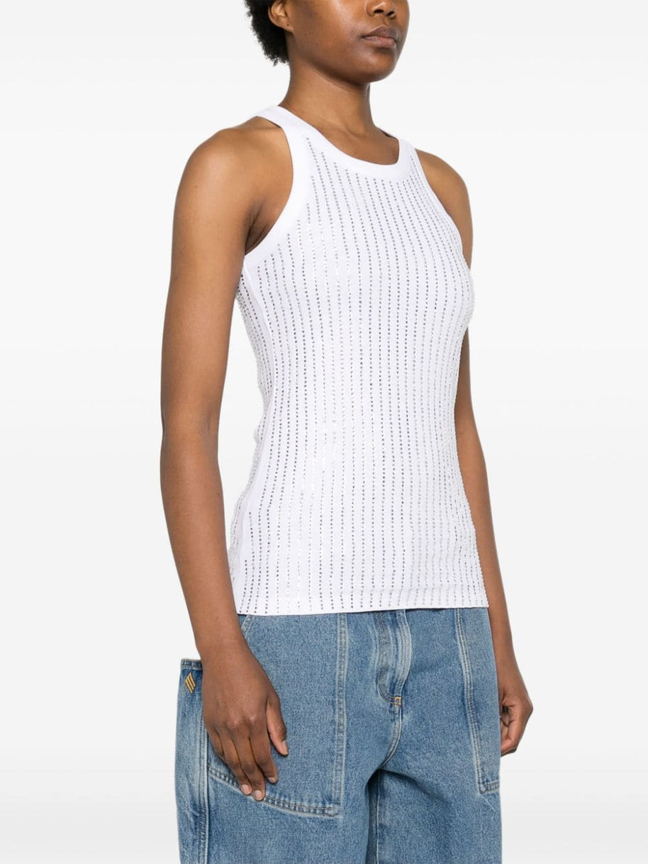 The Attico Crystal Ribbed Knit Top