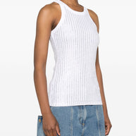 The Attico Crystal Ribbed Knit Top