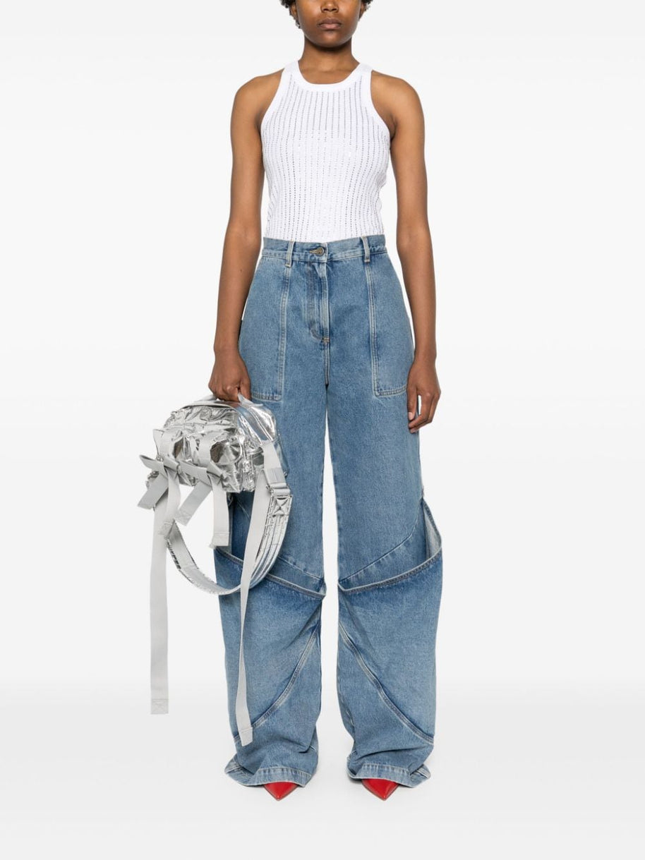 The Attico Crystal Ribbed Knit Top