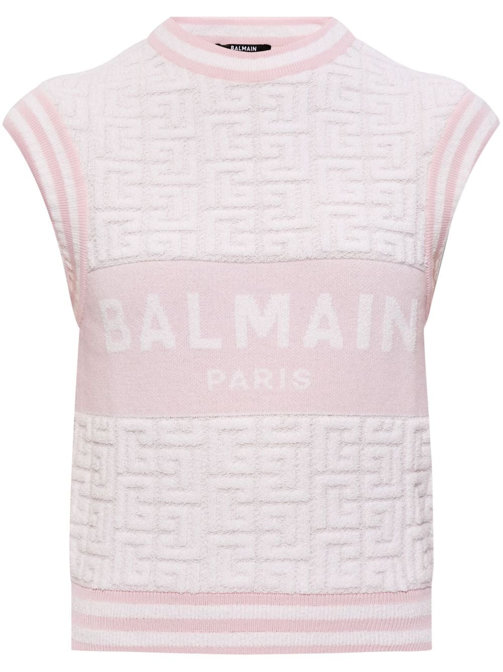 Balmain Wool Monogram Sleeveless Top