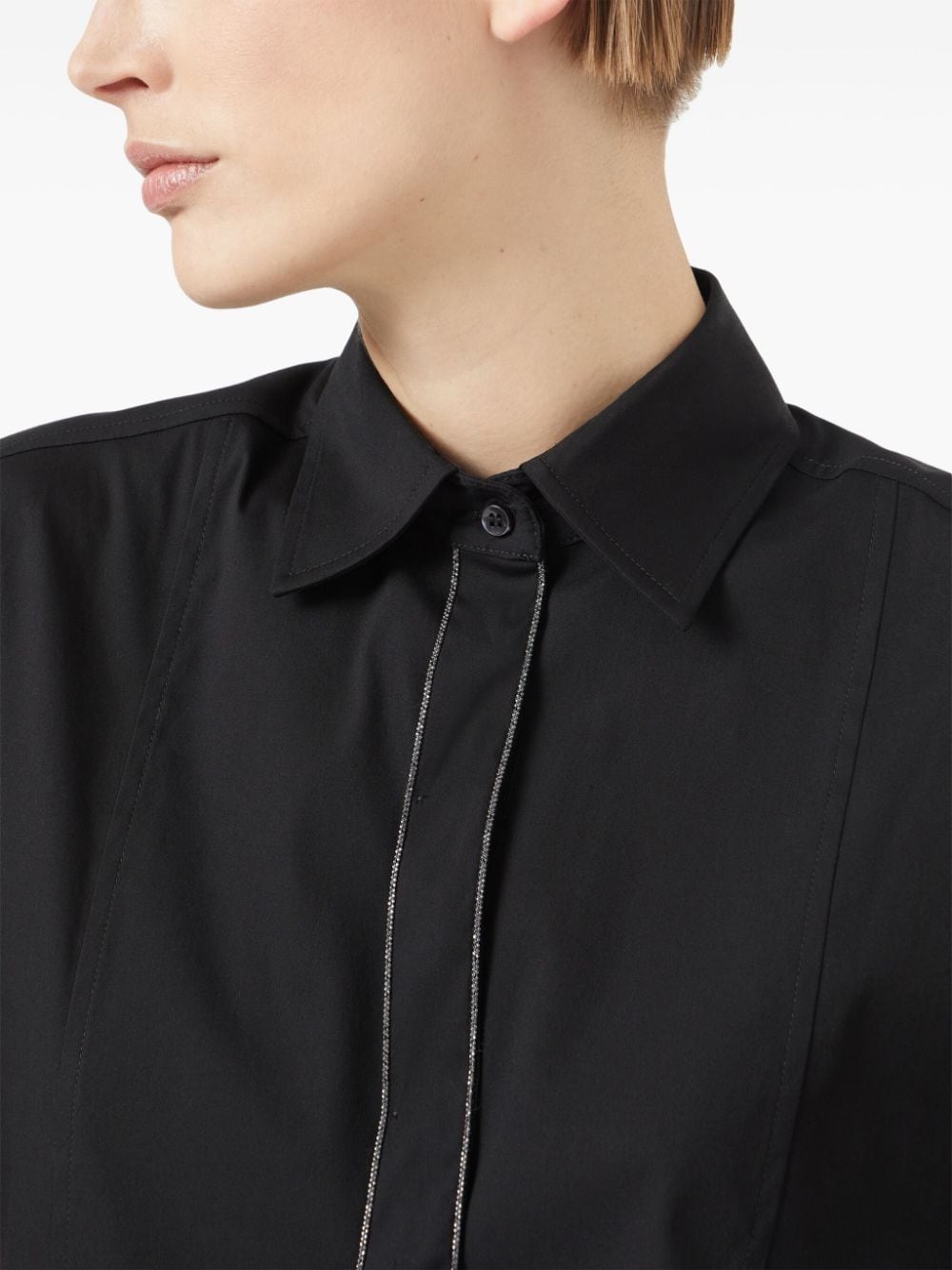 Brunello Cucinelli Semi Sheer Shirt With Monili Chain Detail