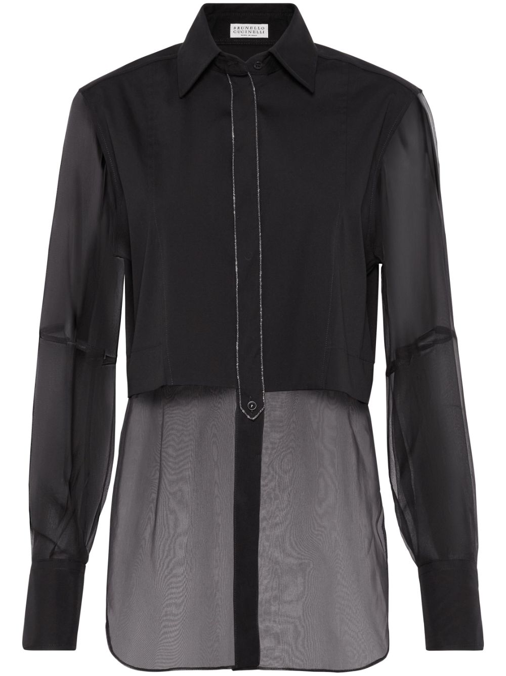 Brunello Cucinelli Semi Sheer Shirt With Monili Chain Detail