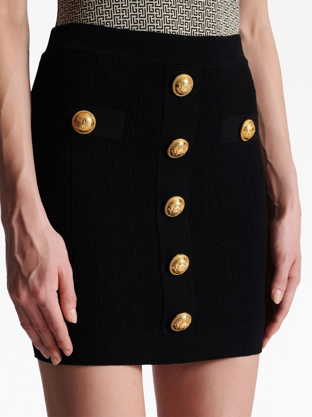 Balmain Fine Ribbed Knit Skirt