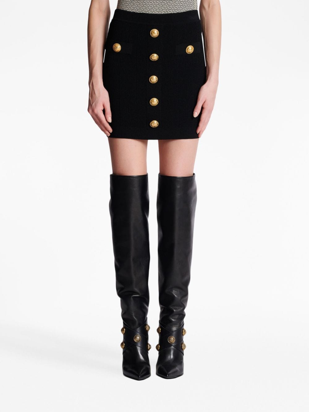 Balmain Fine Ribbed Knit Skirt