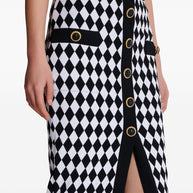 Balmain Diamond Jacquard Midi Skirt In Black