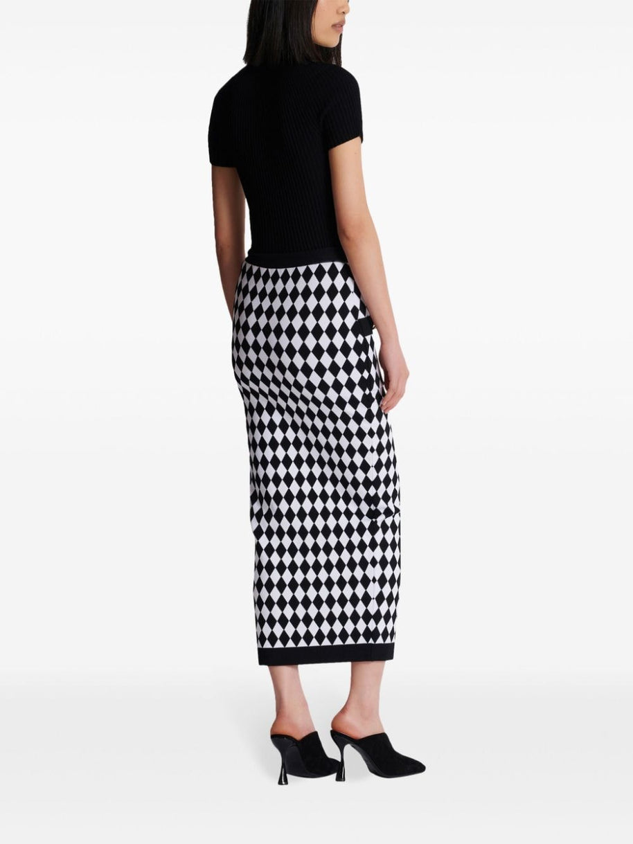 Balmain Diamond Jacquard Midi Skirt In Black