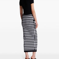 Balmain Diamond Jacquard Midi Skirt In Black
