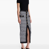 Balmain Diamond Jacquard Midi Skirt In Black
