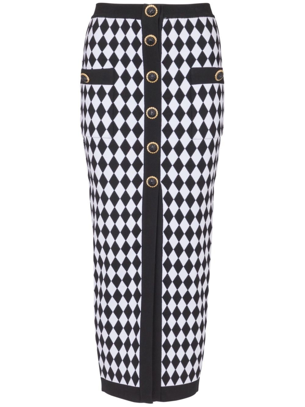 Balmain Diamond Jacquard Midi Skirt In Black