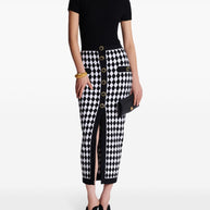 Balmain Diamond Jacquard Midi Skirt In Black