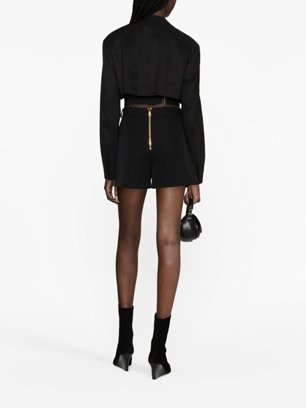 Balmain Black Wool Shorts With Button Detail