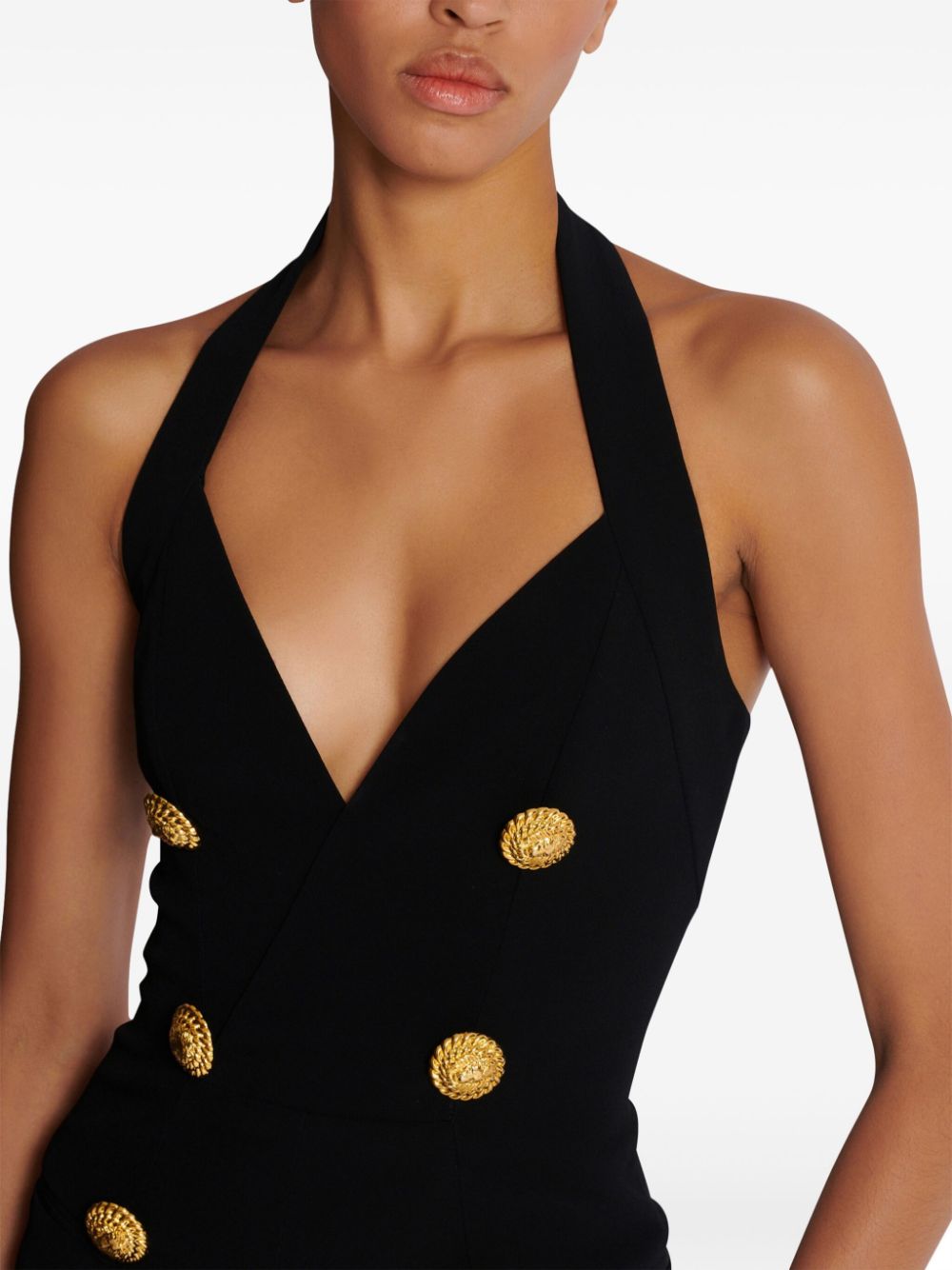 Balmain Crepe Tailored Jumpsuit Black