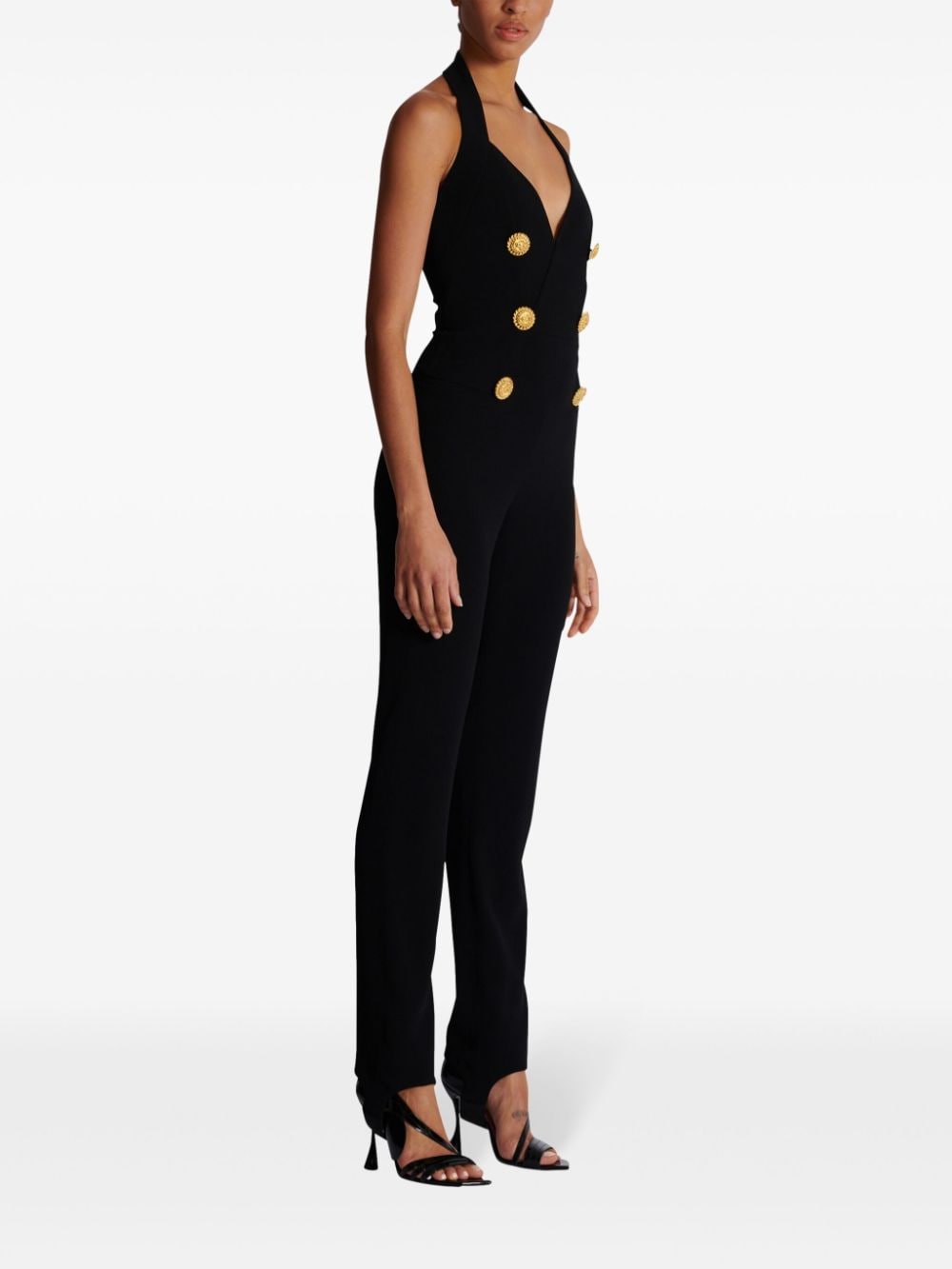 Balmain Crepe Tailored Jumpsuit Black