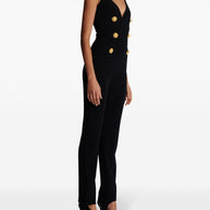 Balmain Crepe Tailored Jumpsuit In Black