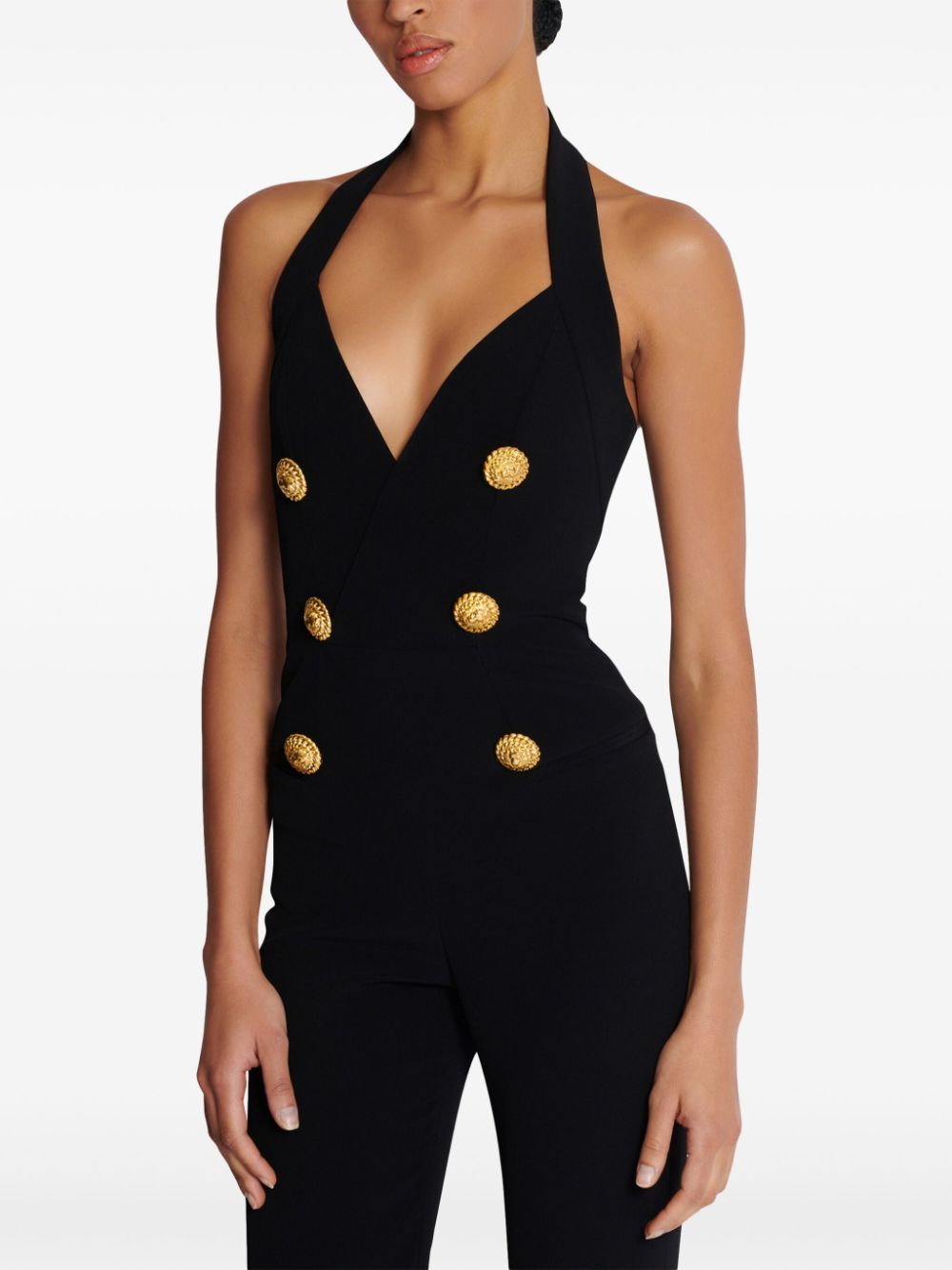 Balmain Crepe Tailored Jumpsuit Black