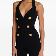Balmain Crepe Tailored Jumpsuit In Black