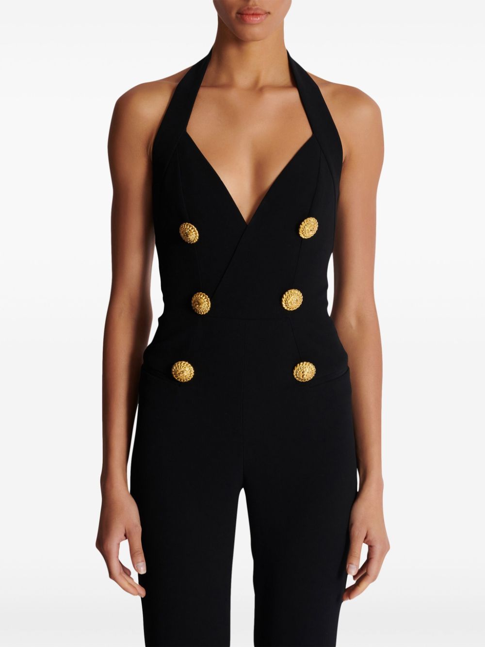 Balmain Crepe Tailored Jumpsuit Black