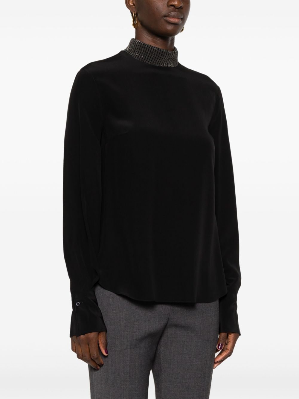 Brunello Cucinelli Silk Top Black