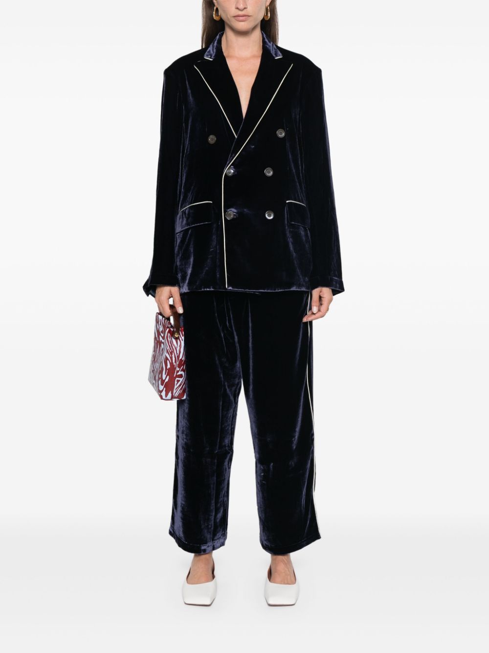 Pierre Louis Mascia Velvet Trousers In Blue