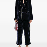 Pierre Louis Mascia Velvet Trousers In Blue