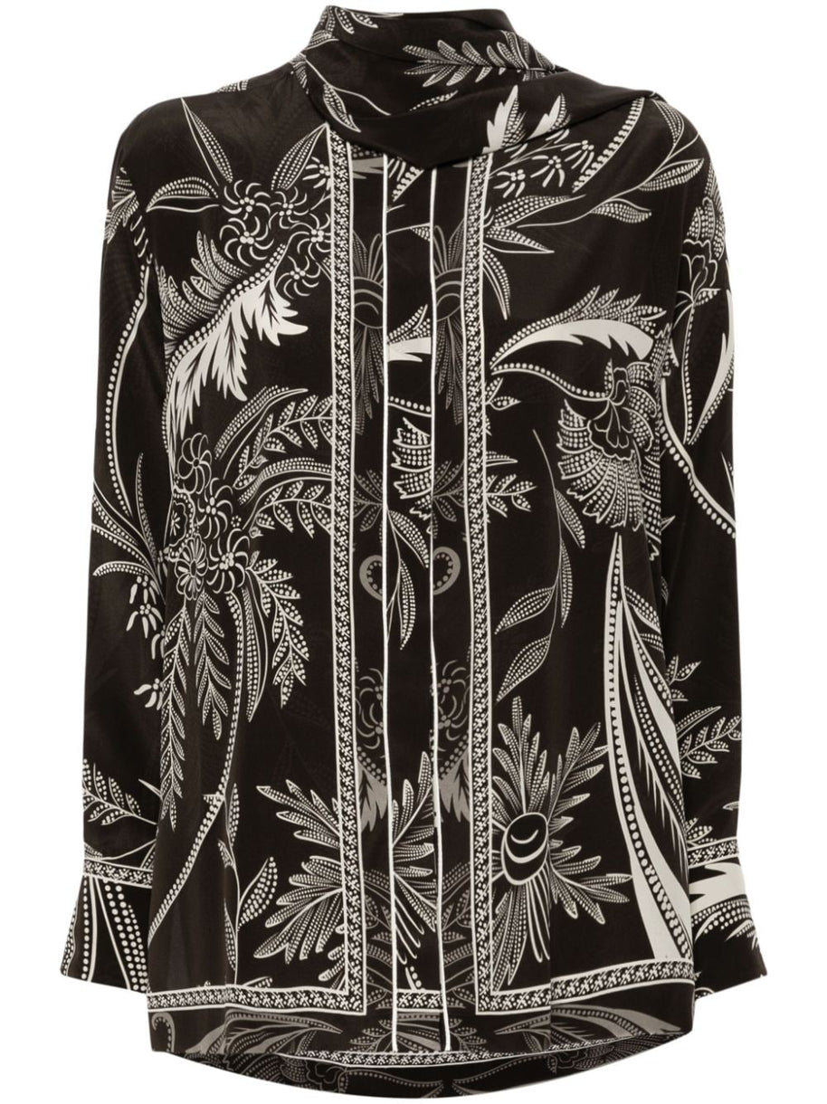 F.R.S . Botanical Print Shirt In Brown