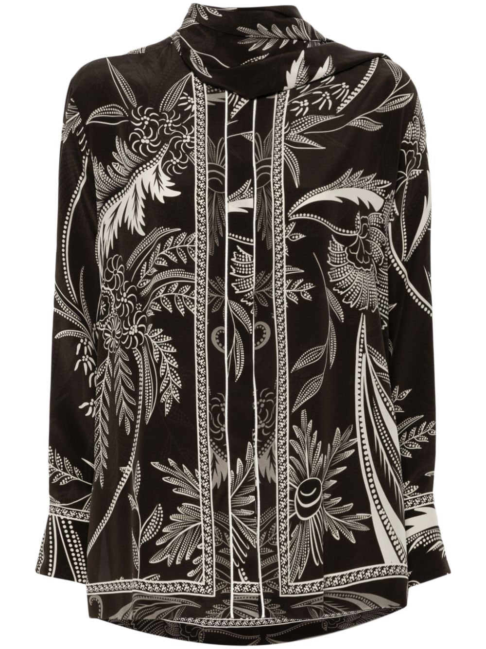 F.R.S . Botanical Print Shirt In Brown