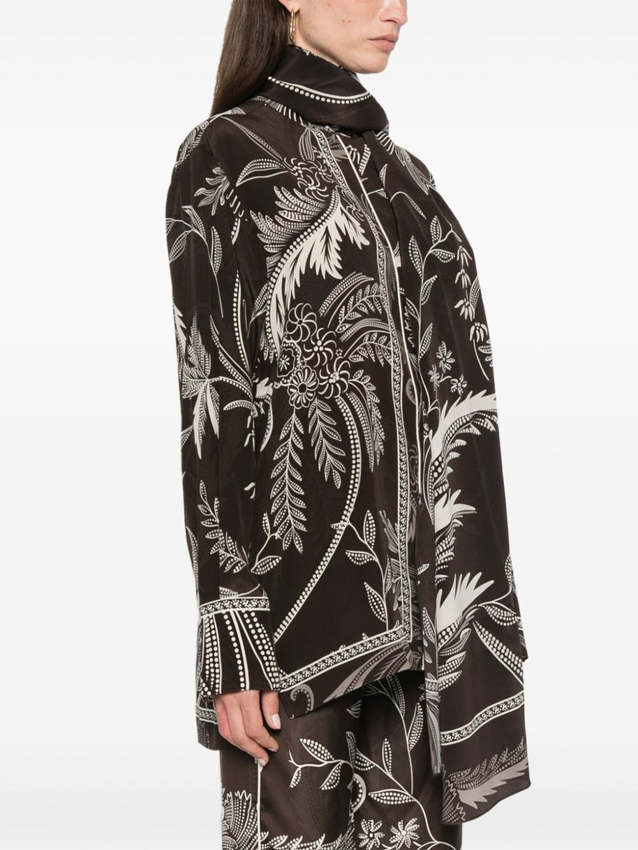 F.R.S . Botanical Print Shirt In Brown