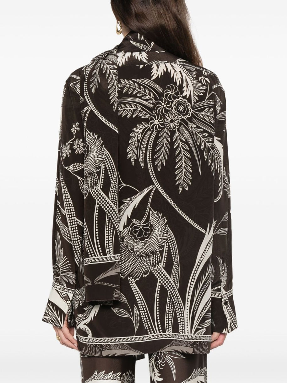F.R.S . Botanical Print Shirt In Brown