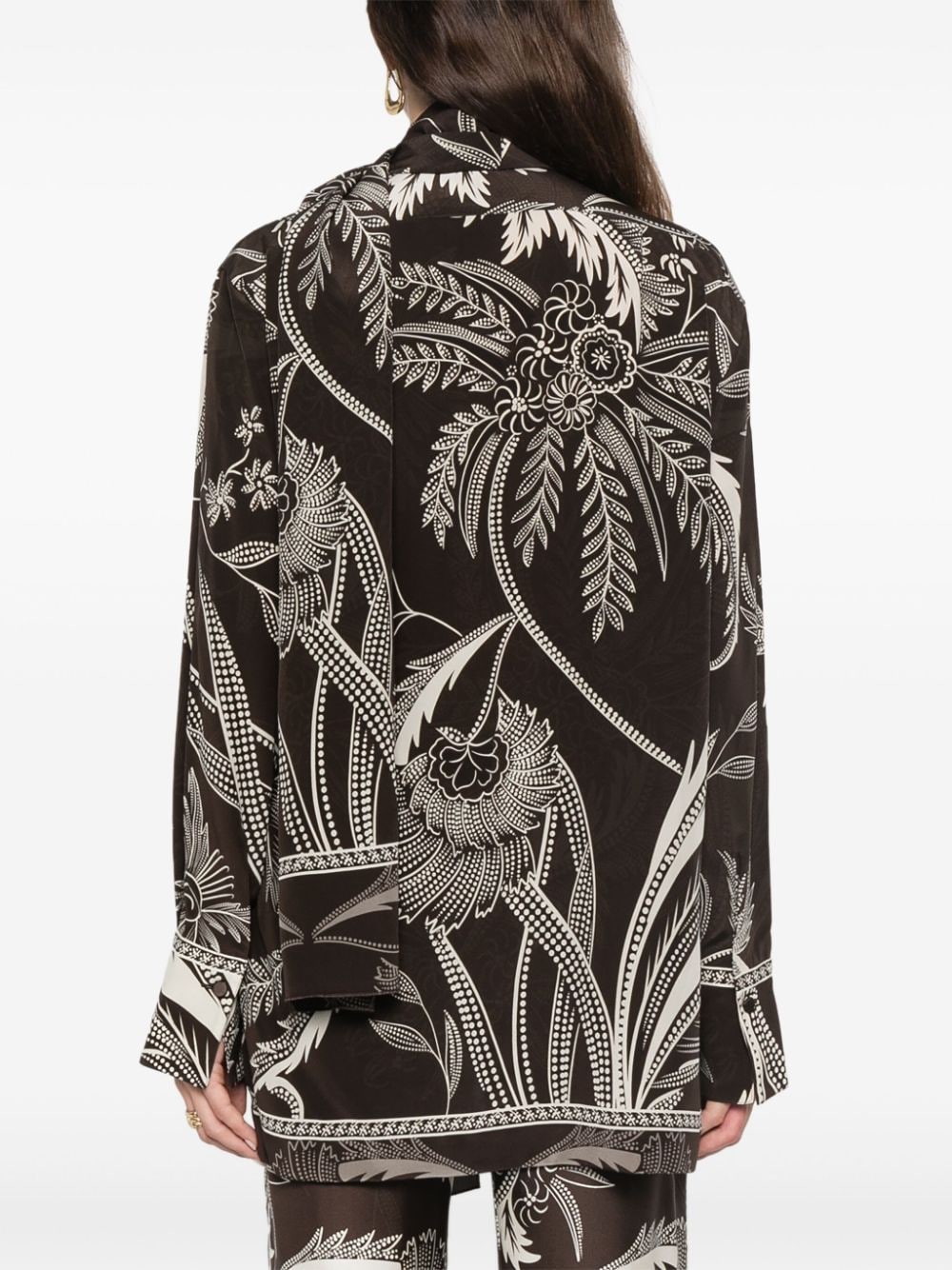 F.R.S . Botanical Print Shirt In Brown