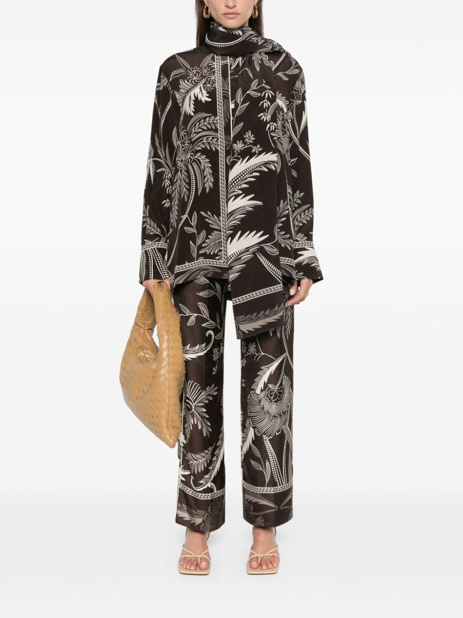 F.R.S . Botanical Print Shirt In Brown