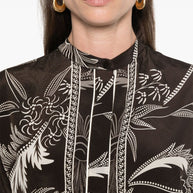 F.R.S . Botanical Print Shirt In Brown