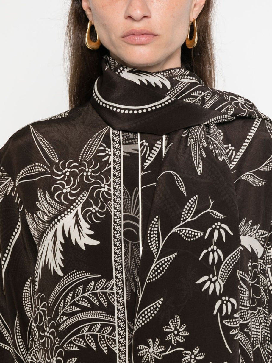 F.R.S . Botanical Print Shirt In Brown