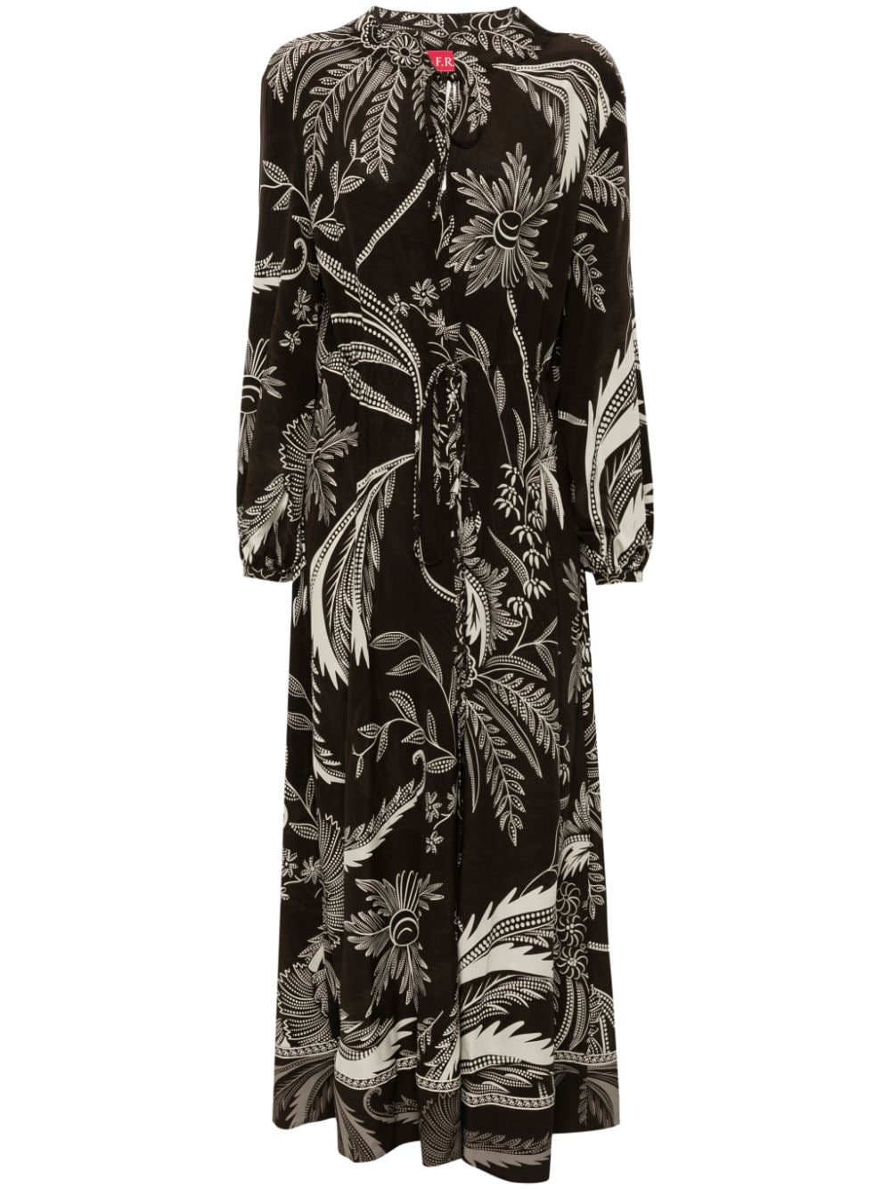 F.R.S . Botanical Print Maxi Dress In Brown